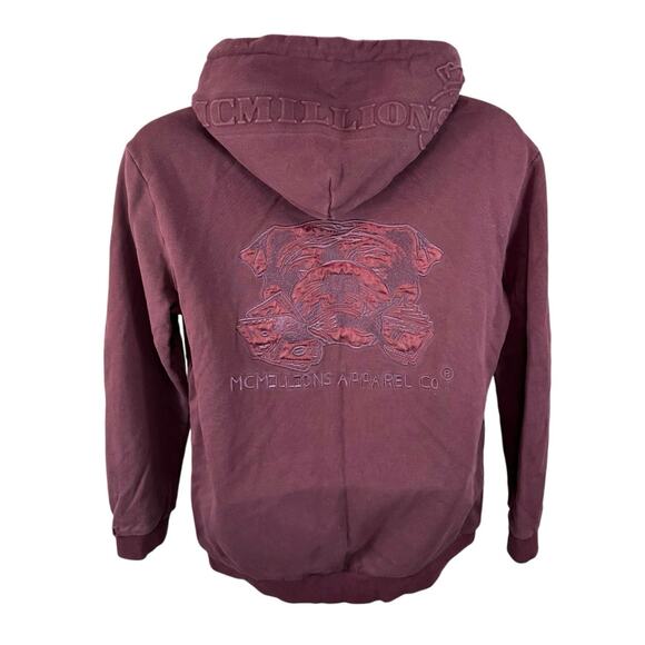 McMillions Apparel Co Hoodie Big Embroidery Embossed Logo Maroon Sz Large Skater - Picture 1 of 13
